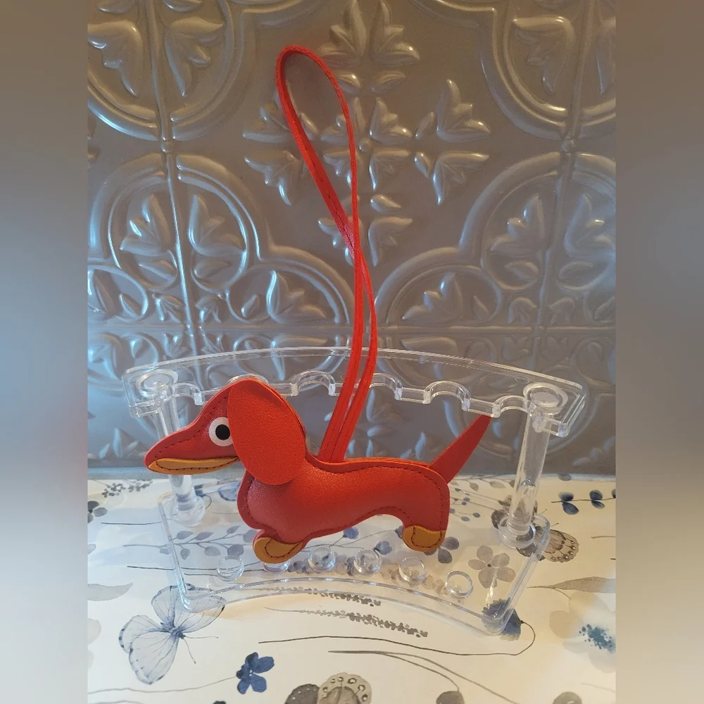 Dachshund Dog Bag Charm- Red with Tan accents - Picture 3 of 7